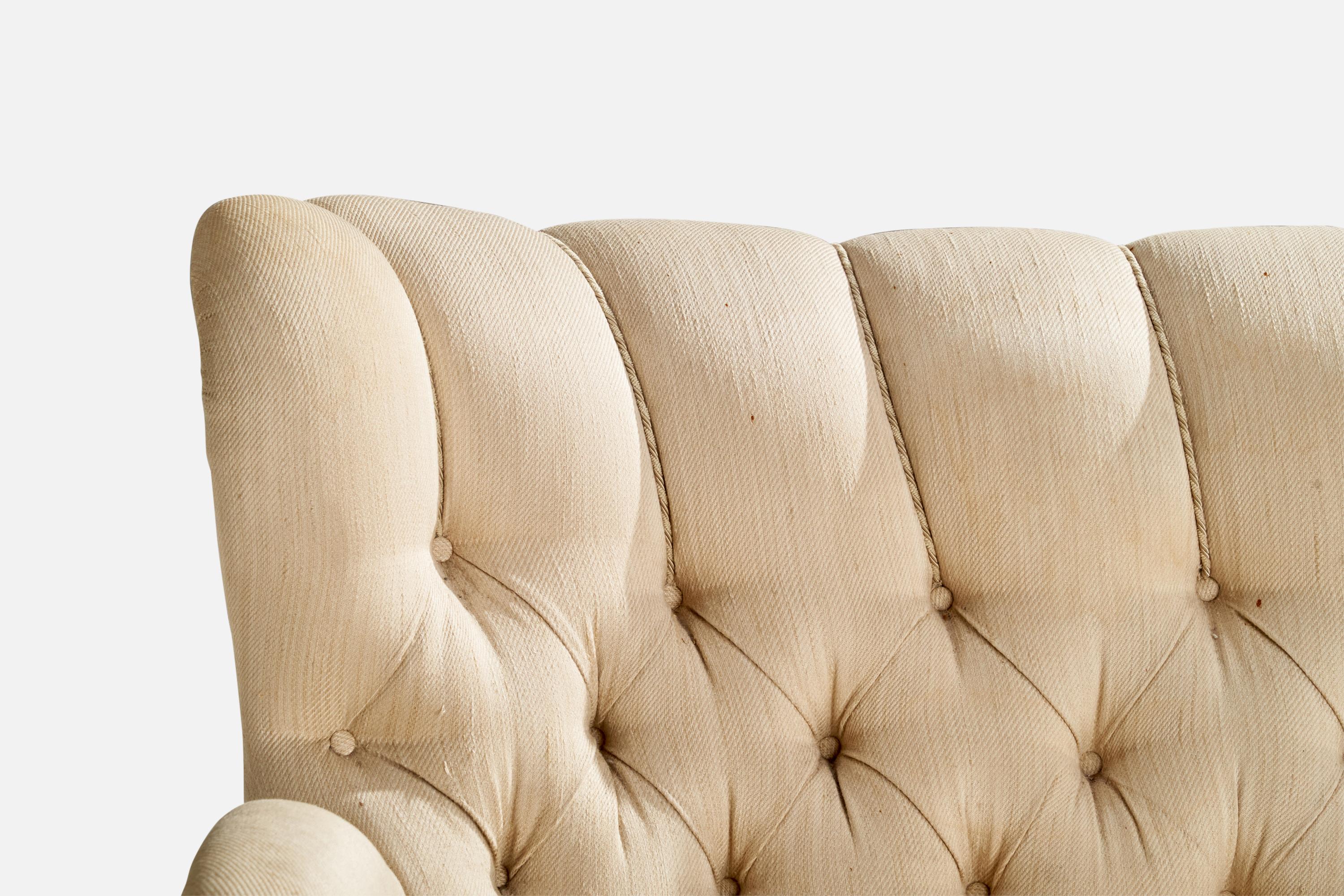 Finnish Designer, Sofa, Fabric, Wood, Finland, 1940s For Sale 5