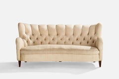 Finnish Designer, Sofa, Fabric, Wood, Finland, 1940s