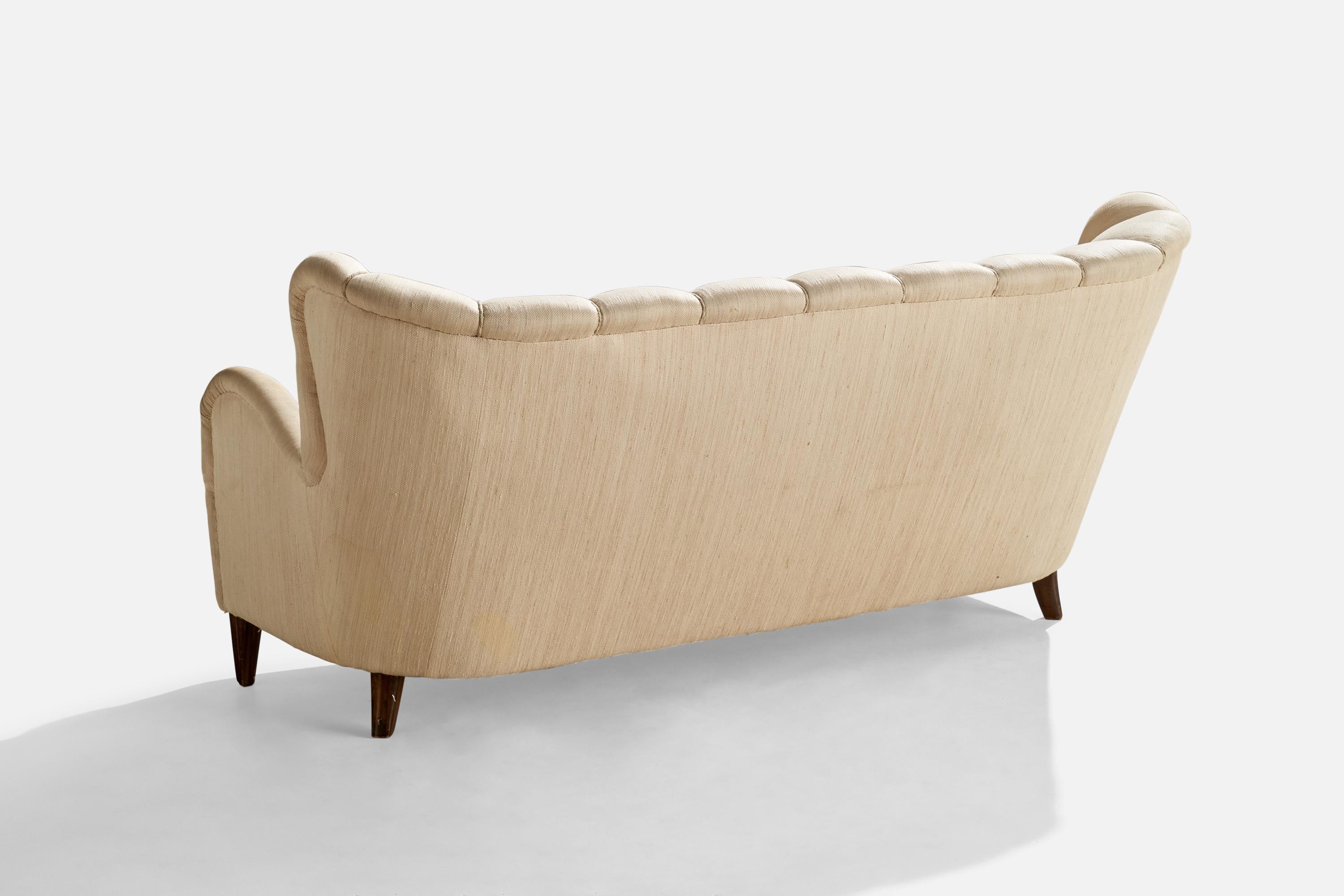 Scandinavian Modern Finnish Designer, Sofa, Fabric, Wood, Finland, 1940s For Sale