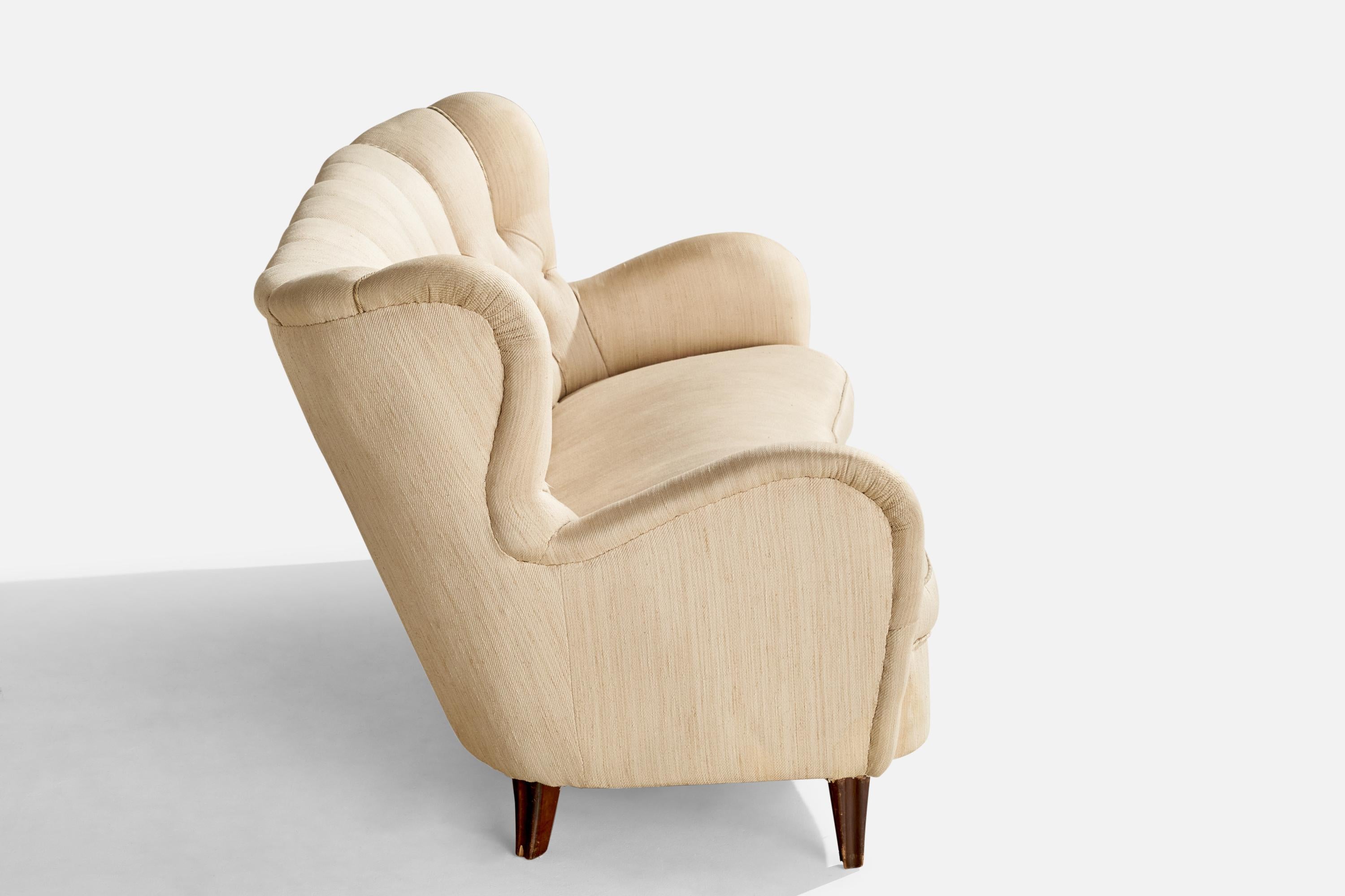 Mid-20th Century Finnish Designer, Sofa, Fabric, Wood, Finland, 1940s For Sale