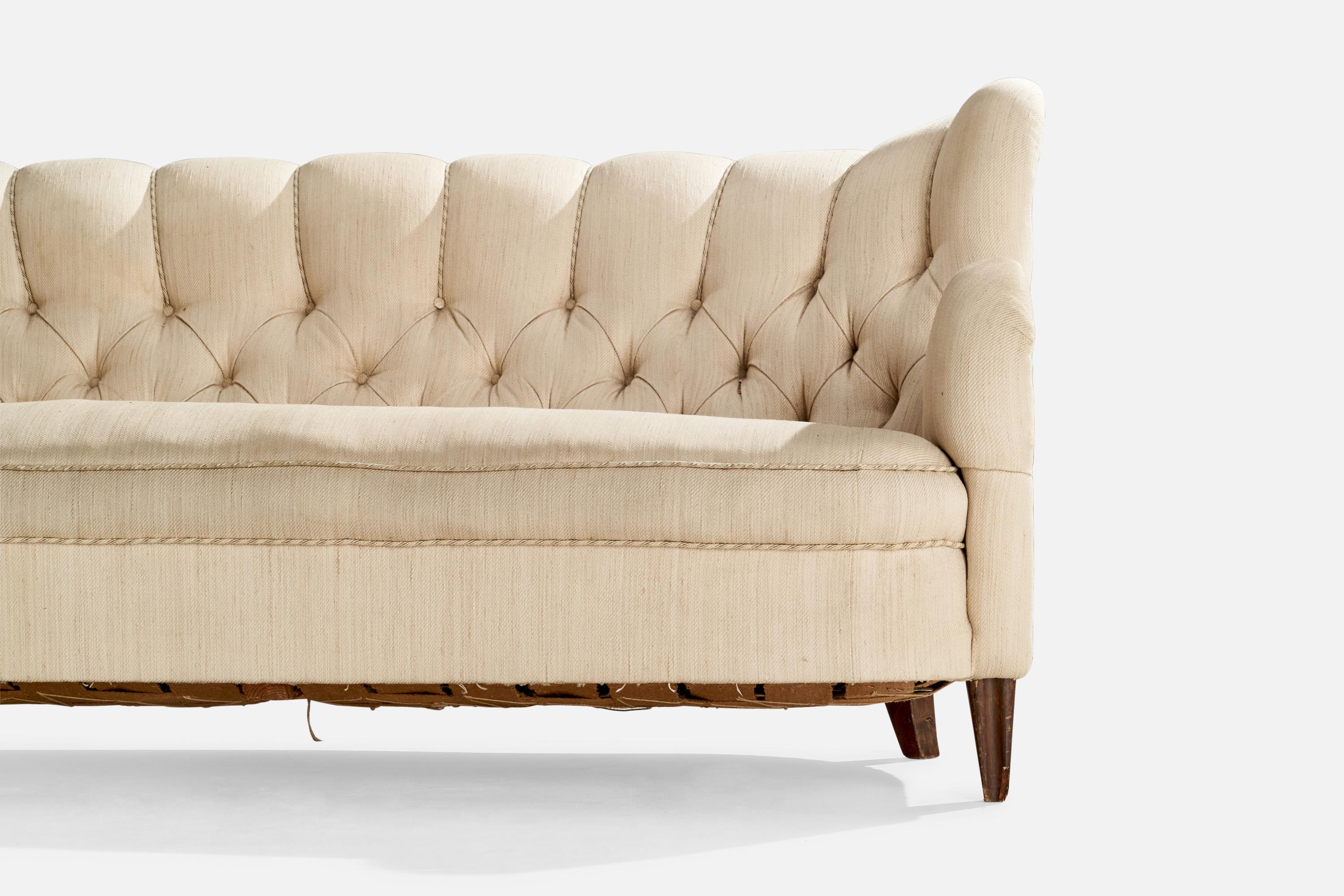 Finnish Designer, Sofa, Fabric, Wood, Finland, 1940s For Sale 3