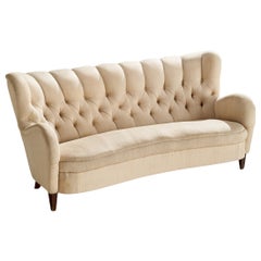 Finnish Designer, Sofa, Fabric, Wood, Finland, 1940s