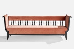 Finnish Designer, Sofa, Wood, Velvet, Finland, 1920s