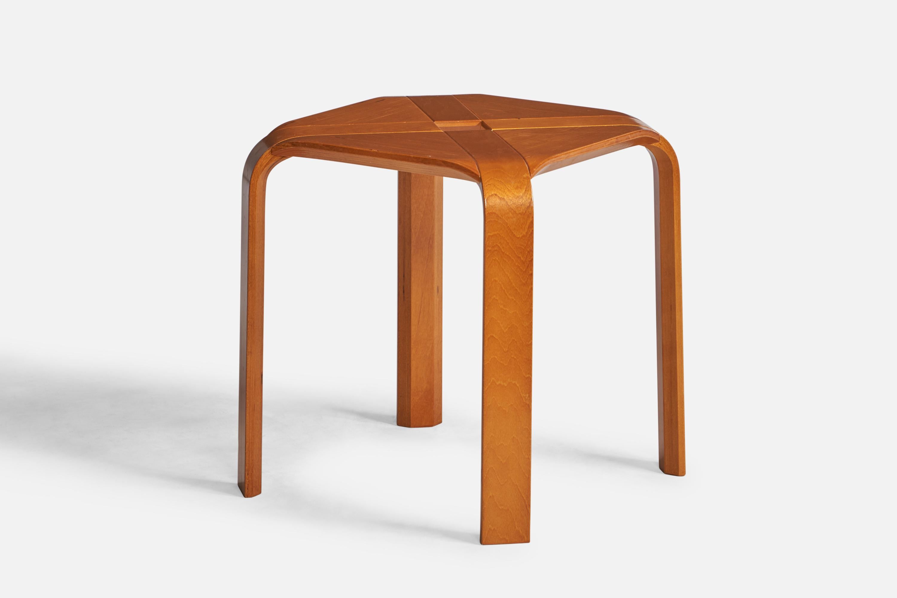 A moulded birch stool designed and produced in Finland, c. 1970s.

Seat height: 16.5”