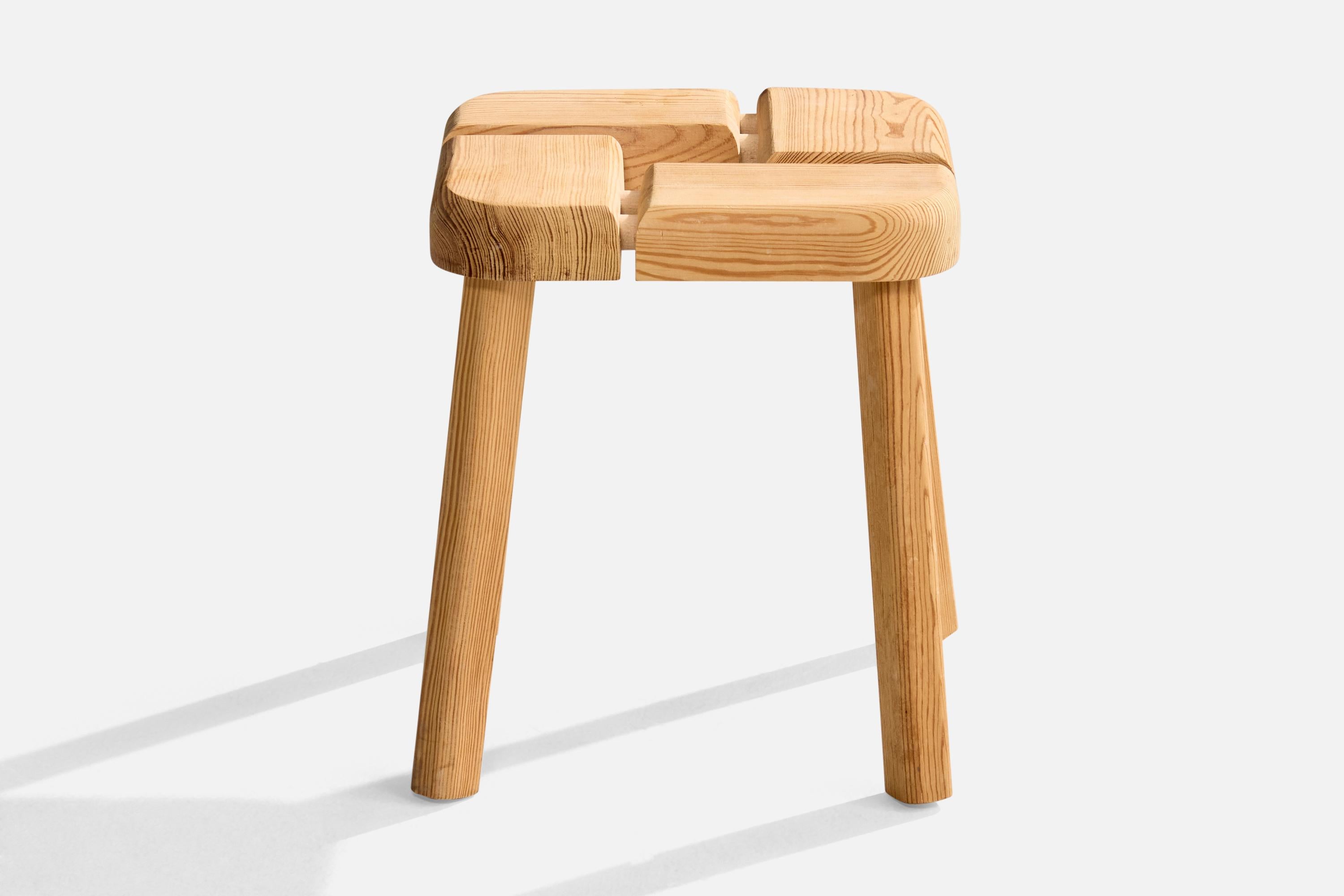Mid-Century Modern Finnish Designer, Stool, Pine, Finland, 1970s For Sale
