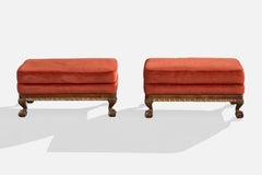 Finnish Designer, Stools, Wood, Velvet, Finland, 1930s