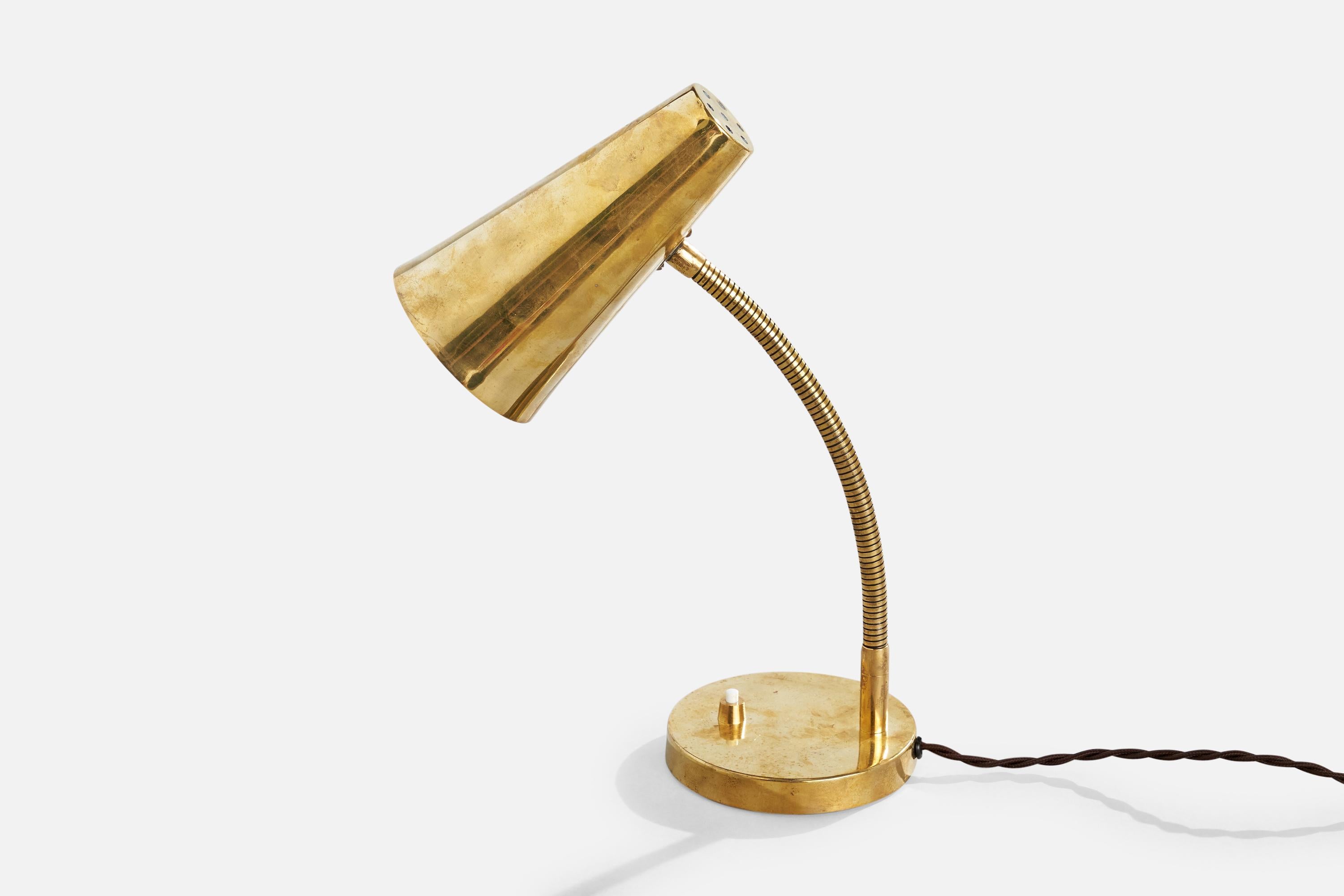 Scandinavian Modern Finnish Designer, Table Lamp, Brass, Finland, c. 1950s For Sale