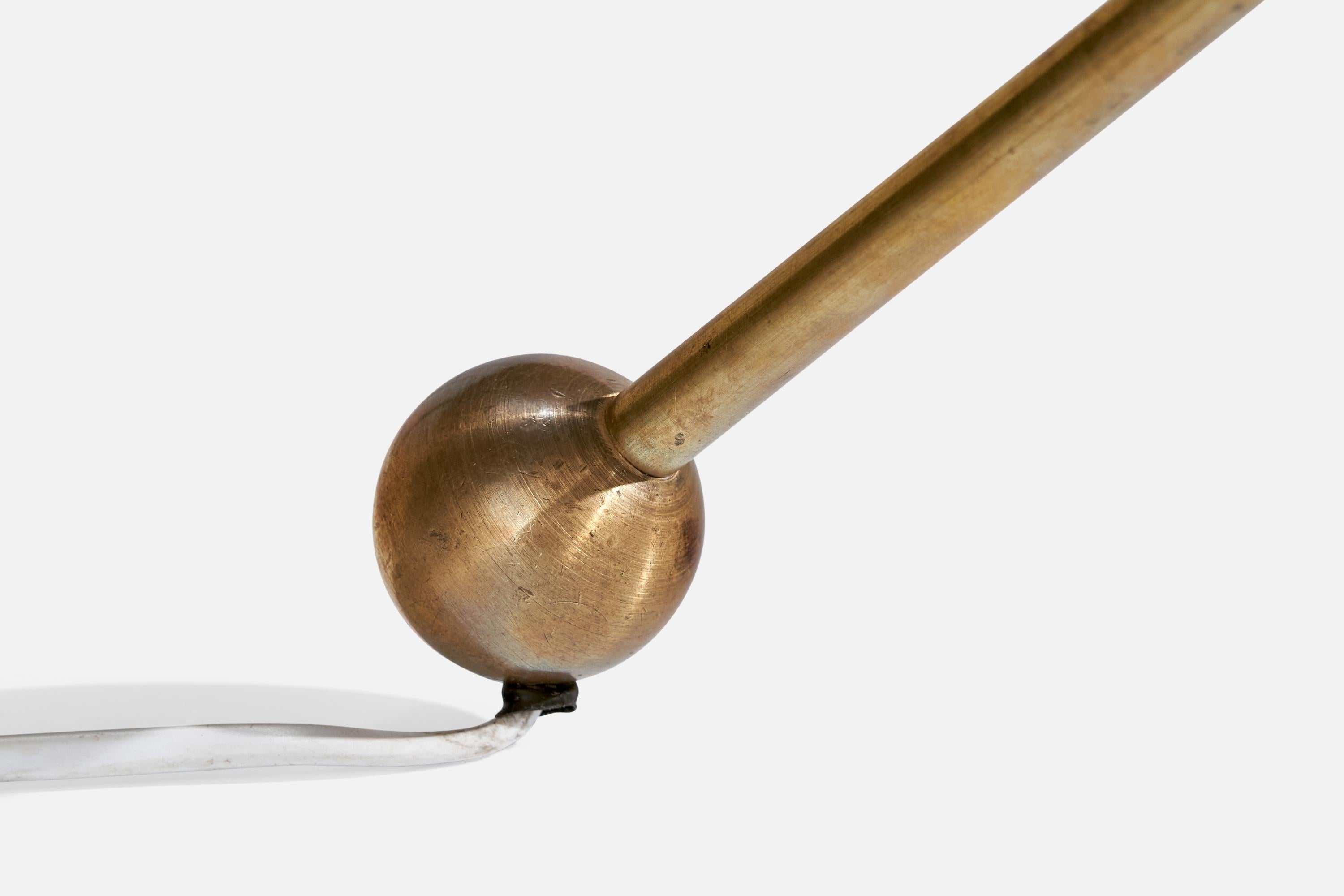 Finnische Designerin, Tischlampe, Messing, Rattan, Metall, Finnland, 1960er Jahre (Mitte des 20. Jahrhunderts) im Angebot