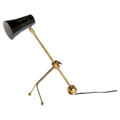 Finnish Designer, Table Lamp, Brass, Rattan, Metal, Finland, 1960s