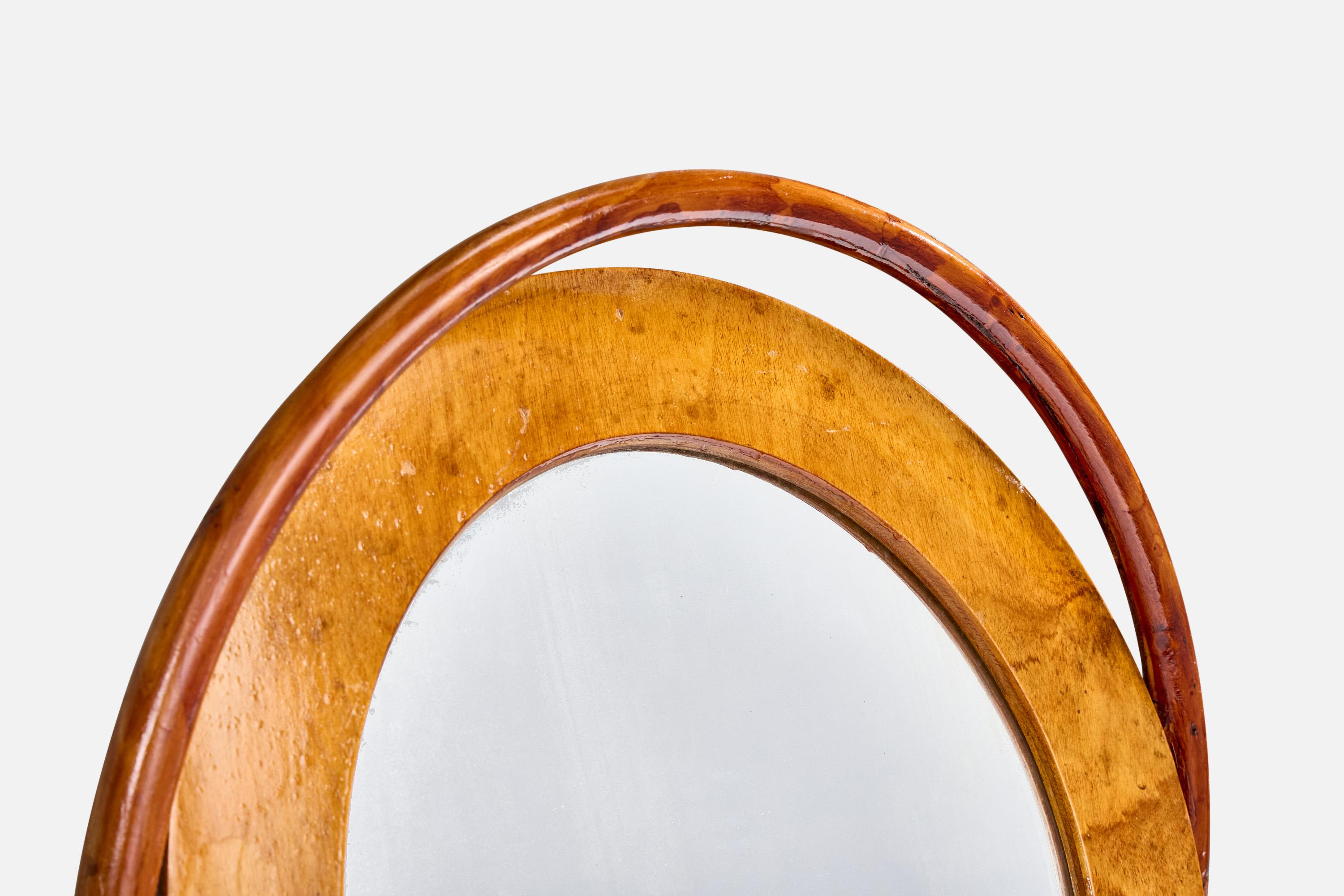 Mid-20th Century Finnish Designer, Table Mirror, Birch, Finland, 1930s For Sale