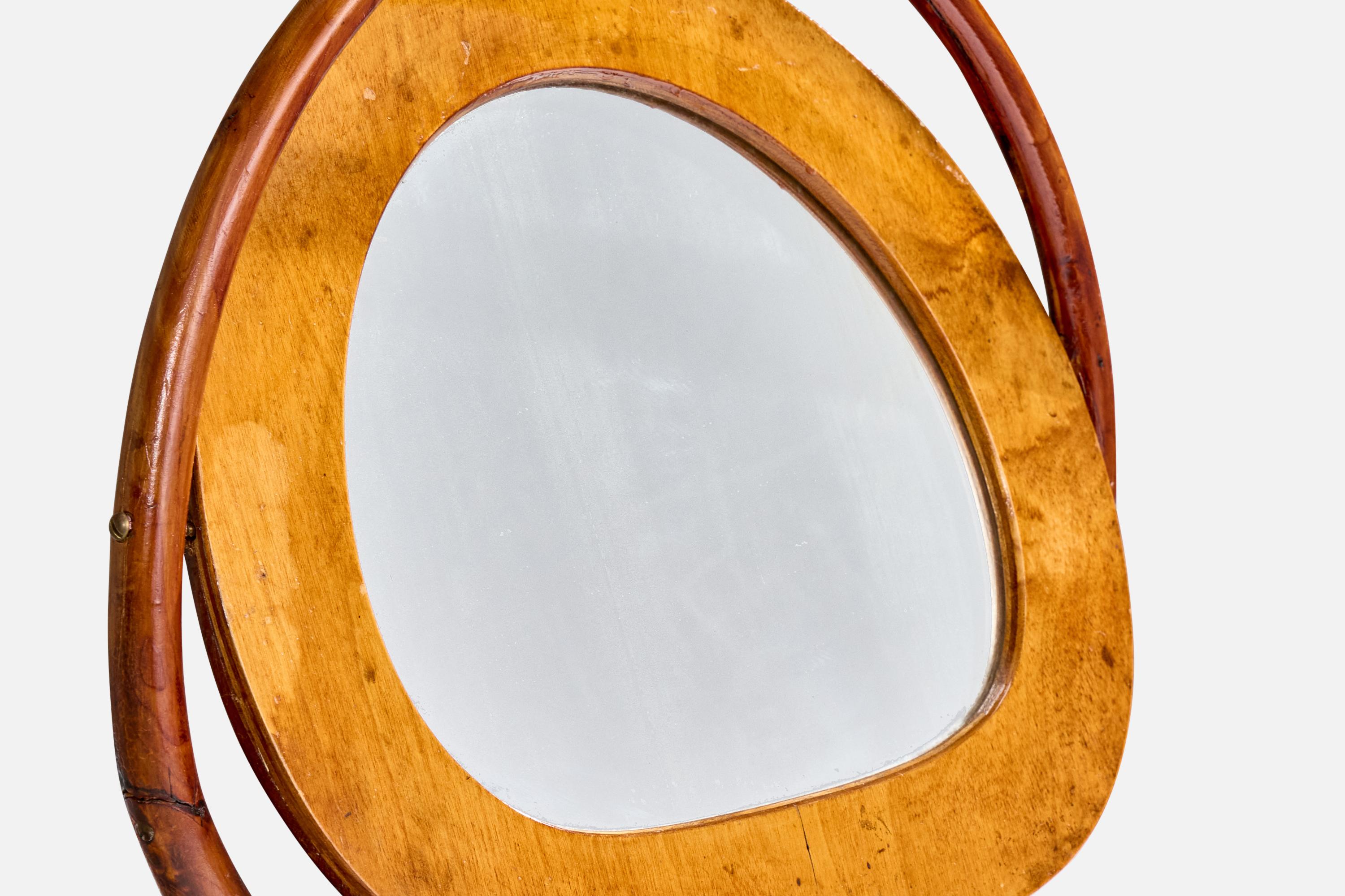 Finnish Designer, Table Mirror, Birch, Finland, 1930s For Sale 1