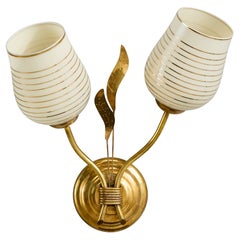 Finnish Designer, Wall Light, Brass, Glass, Finland, 1950s