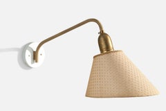 Finnish Designer, Wall Light, Brass, Metal, Fabric, Finland, 1960s