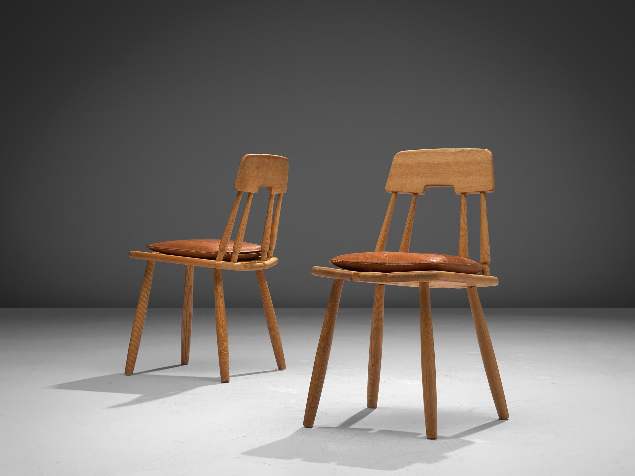 Finnish Dining Chairs in Oak with Leather Cushions 6