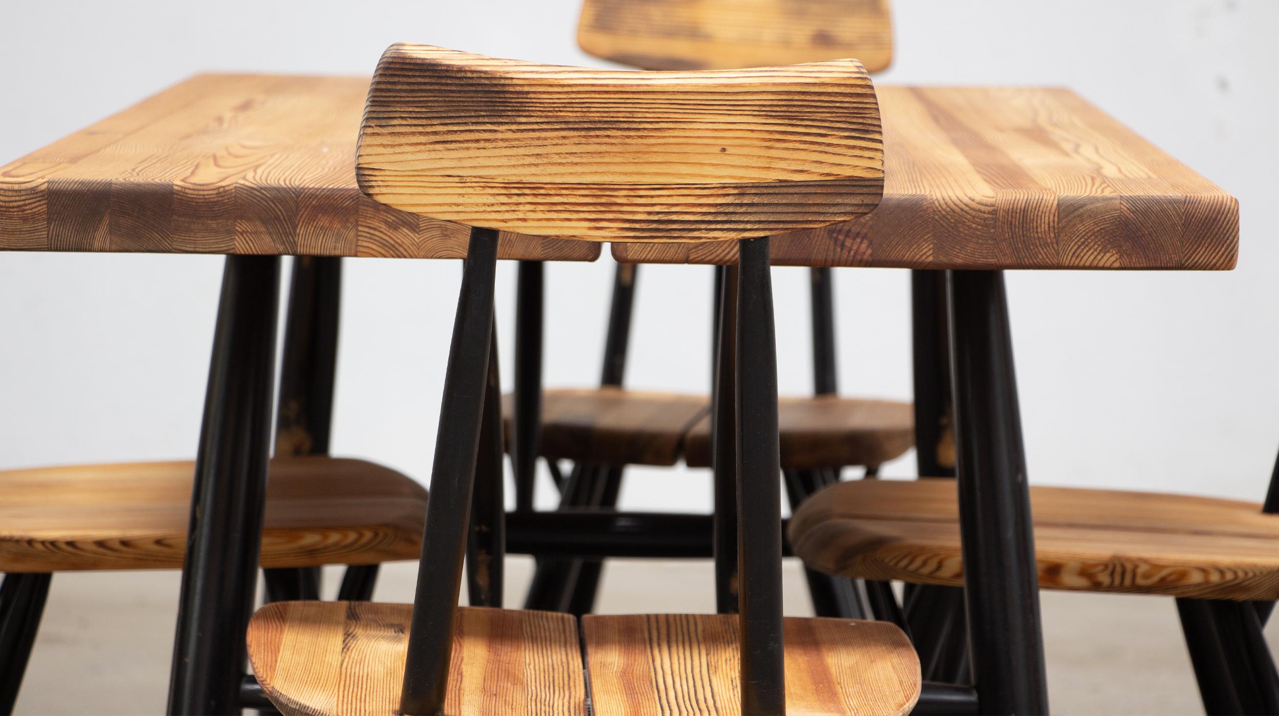 Finnish dining set Pirkka  by Ilmari Tapiovaara for Laukaan Puu In Good Condition For Sale In LYON, FR