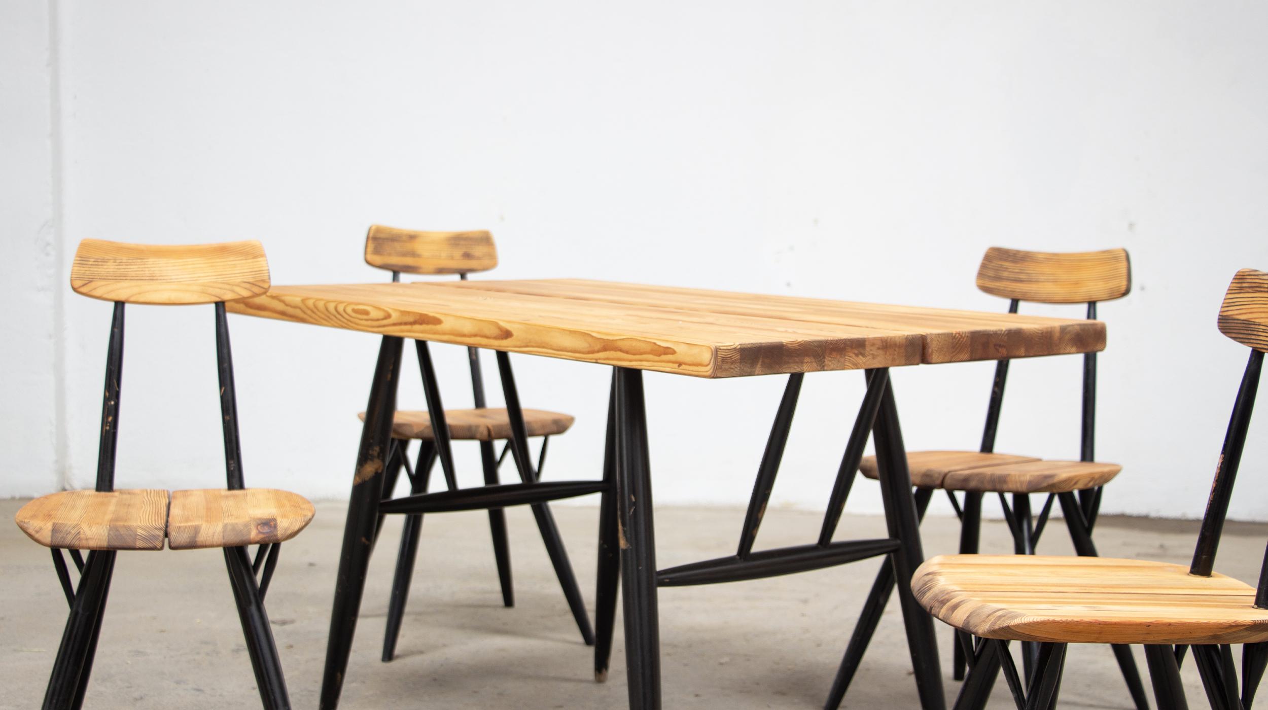 20th Century Finnish dining set Pirkka  by Ilmari Tapiovaara for Laukaan Puu For Sale
