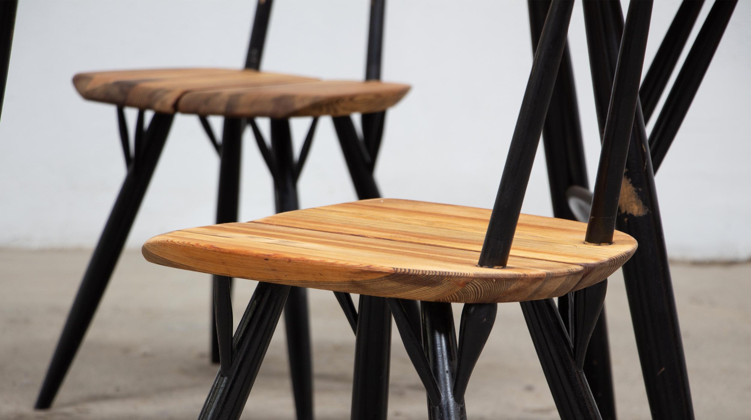 Pine Finnish dining set Pirkka  by Ilmari Tapiovaara for Laukaan Puu For Sale