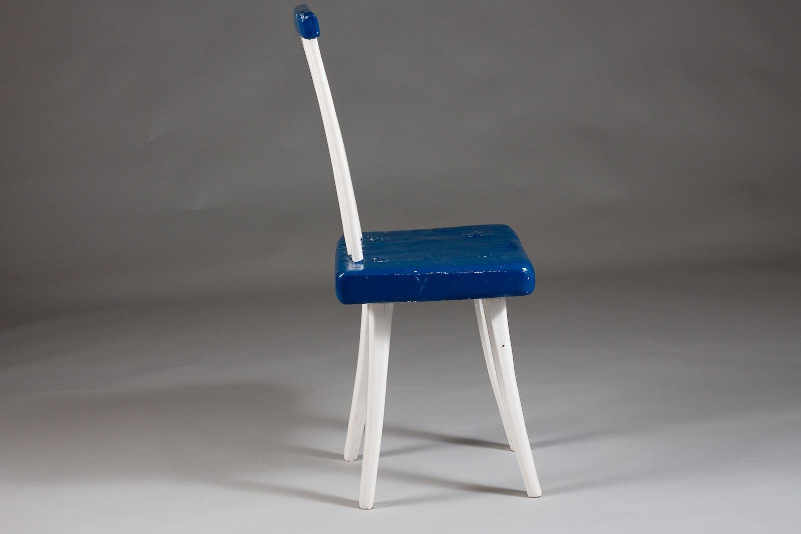 20th Century Finnish early 20th century painted chair in blue and white For Sale