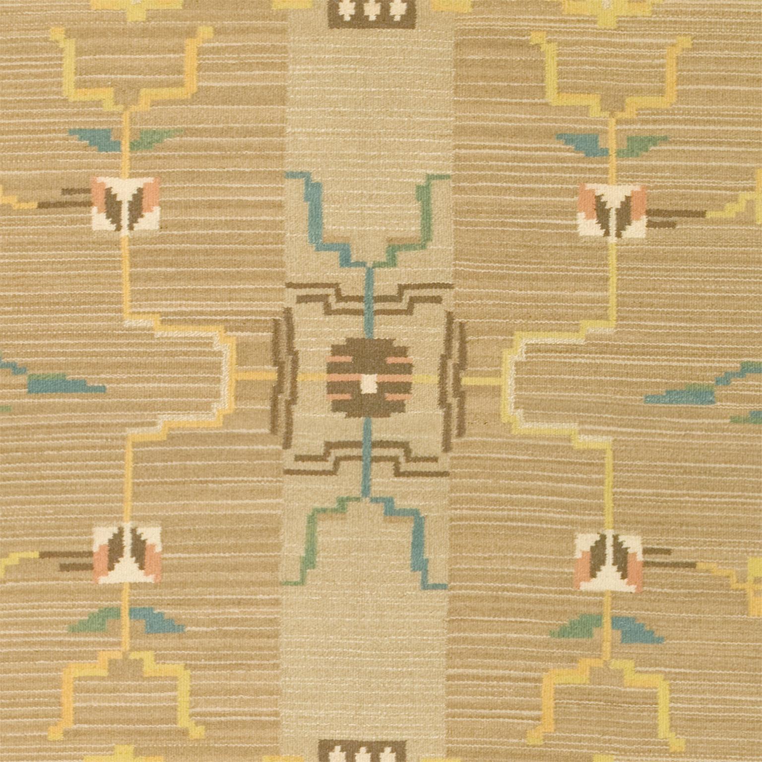 Hand-Woven Finnish Flat Weave Rug For Sale