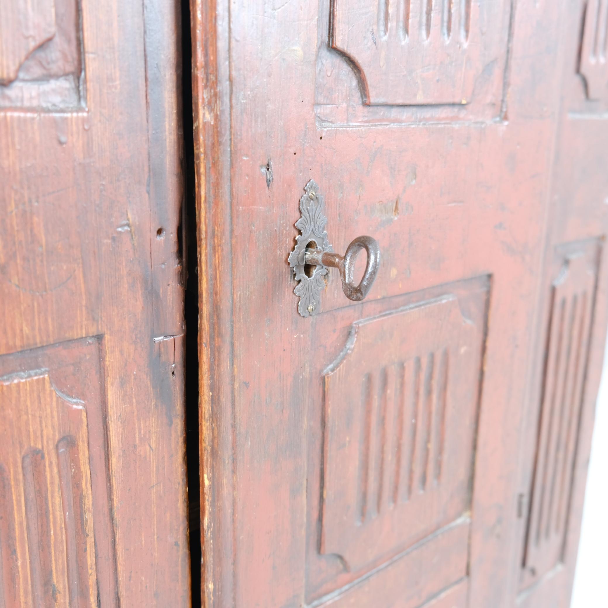 Wood Finnish Folk / Peasent Painted Cupboard, Circa 18th Century For Sale