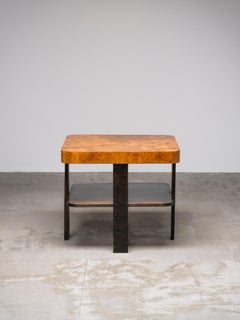 Finnish Functionalist Square Coffee Table in Flamed & Curly Birch, 1940s