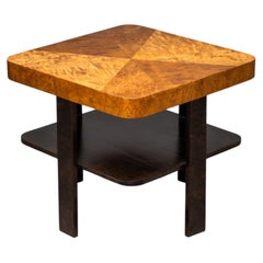 Finnish Functionalist Square Coffee Table in Flamed & Curly Birch, 1940s