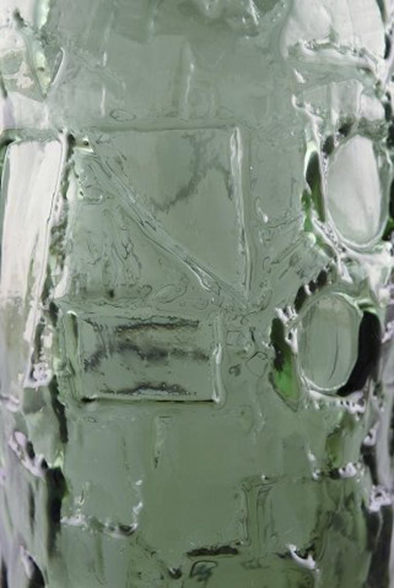 Late 20th Century Finnish Glass Artist, Vase in Green Mouth Blown Art Glass, 1970s For Sale