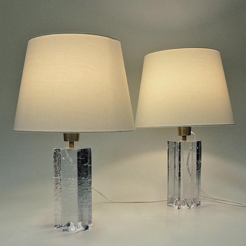 Mid-Century Modern Finnish Glass Table Lamp Pair Arkipelago by Timo Sarpaneva for Ittala 1970s