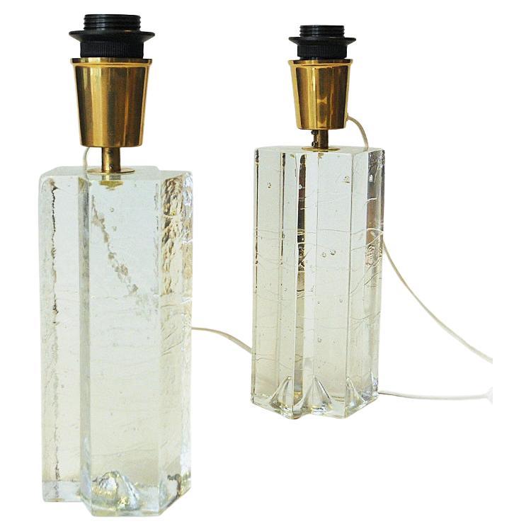 Late 20th Century Finnish Glass Table Lamp Pair Arkipelago by Timo Sarpaneva for Ittala 1970s