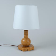 Finnish Handcrafted Curly Silver Birch Burl Tablelamp 1940s