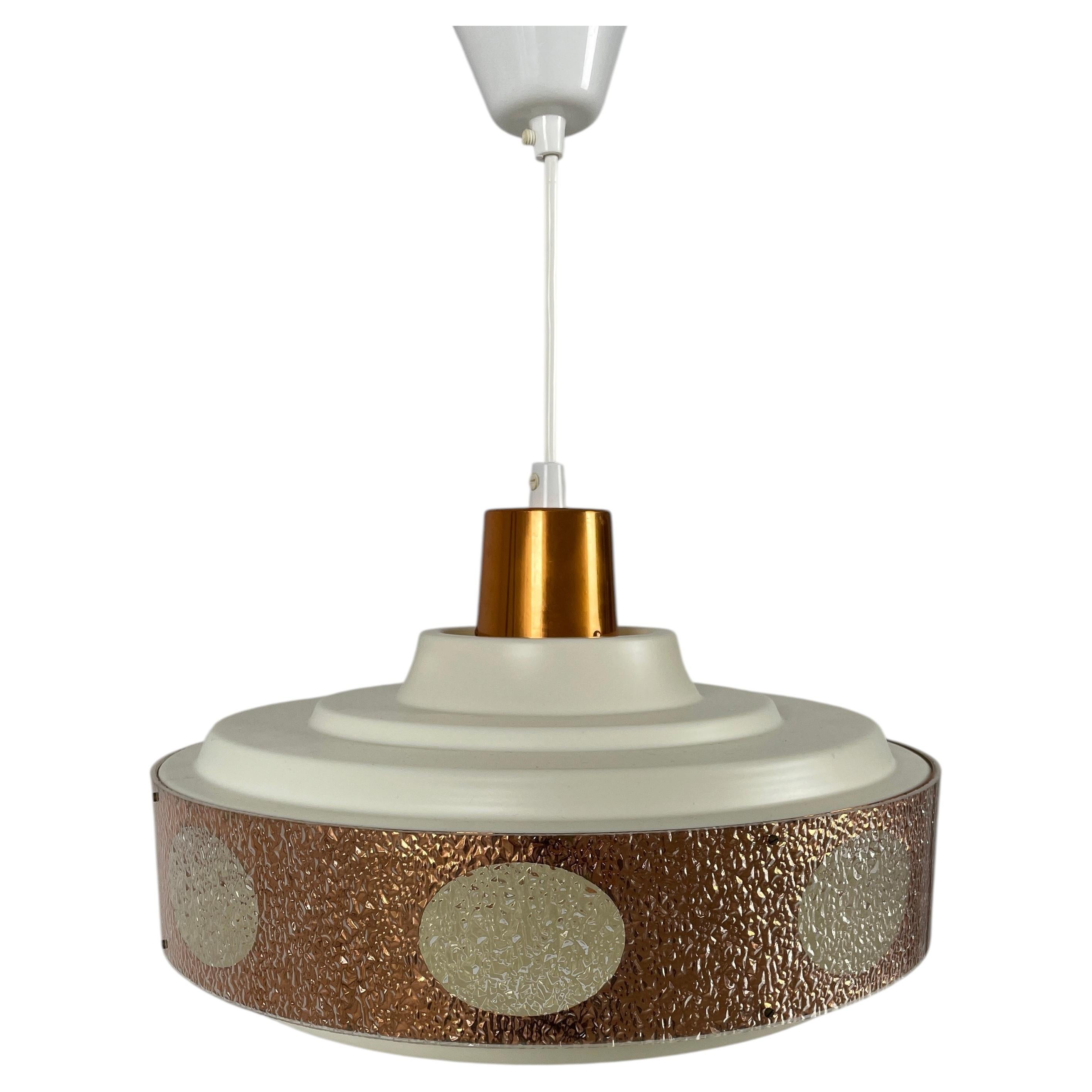 Finnish HYVAL KP 153 Copper and Acrylic Pendant Light, 1960s For Sale