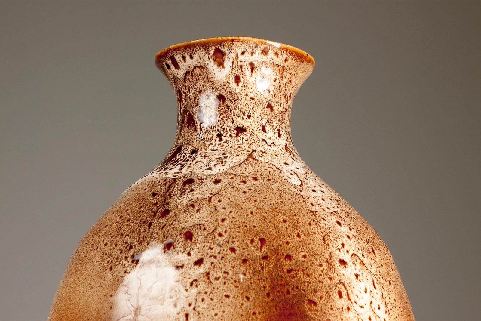 Beautiful impressive handmade Finnish later half of 20th century large vase with beautiful glaze.
