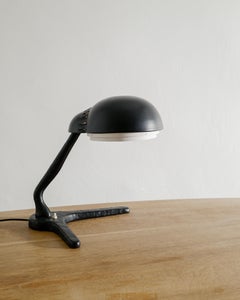 Finnish Mid Century "A704" Desk Lamp in Metal & Leather by Alvar Aalto, 1950s