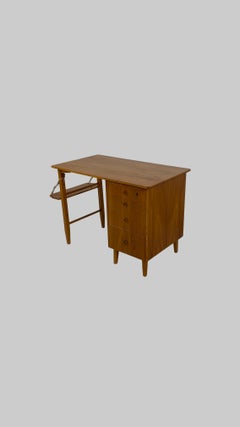 Finnish Mid-Century Birch Writing Desk with Integrated Magazine Holder