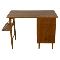 Finnish Mid-Century Birch Writing Desk with Integrated Magazine Holder