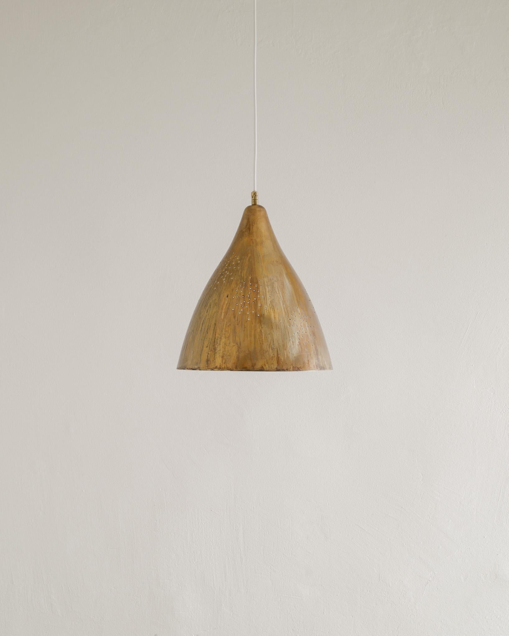 Scandinavian Modern Finnish Mid Century Brass Ceiling Lamp by Lisa Johansson Papé for Orno Oy, 1940s For Sale