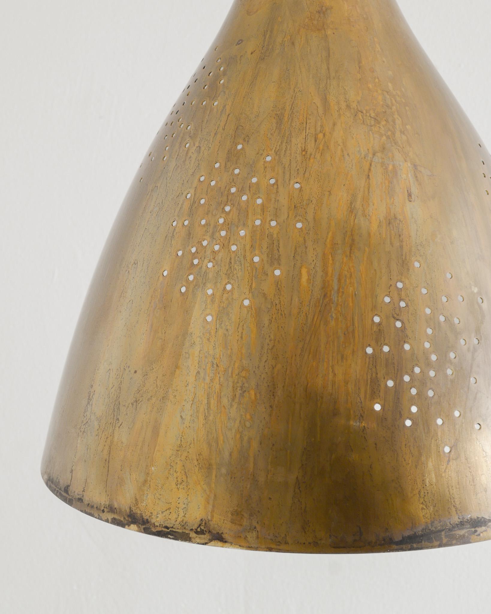 Mid-20th Century Finnish Mid Century Brass Ceiling Lamp by Lisa Johansson Papé for Orno Oy, 1940s For Sale