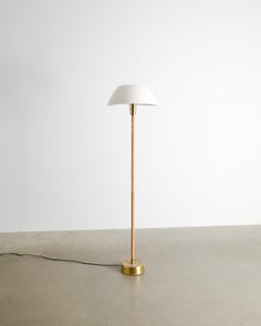 Finnish Mid Century Brass & Leather Senator Lamp by Lisa Johansson-Papé, 1960s