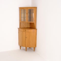 Finnish Mid-Century Corner Cabinet with Glass Display, Finland 1950s