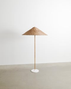 Finnische Mid Century Stehlampe aus Rattan Attr. nach Paavo Tynell "9602", 1940er Jahre