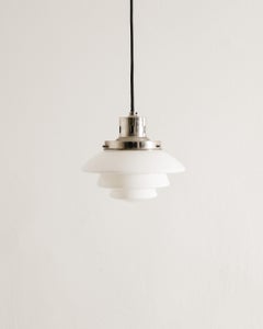 Finnish Mid Century Glass & Chrome Pendant Produced by Taito Finland, 1940s