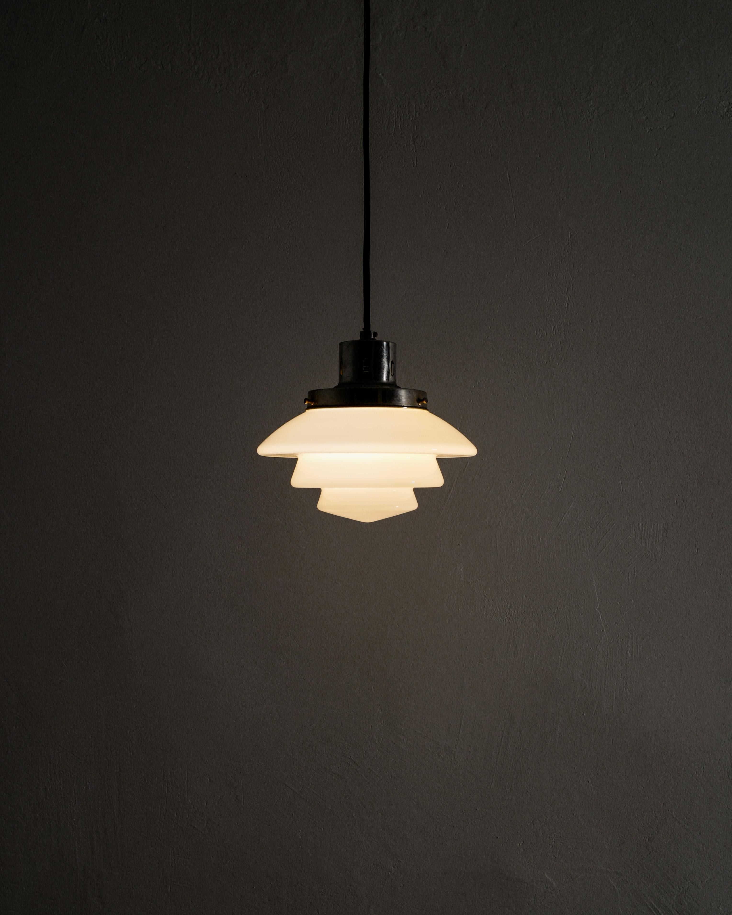 Mid-20th Century Finnish Mid Century Glass & Chrome Pendant Produced by Taito Finland, 1950s For Sale