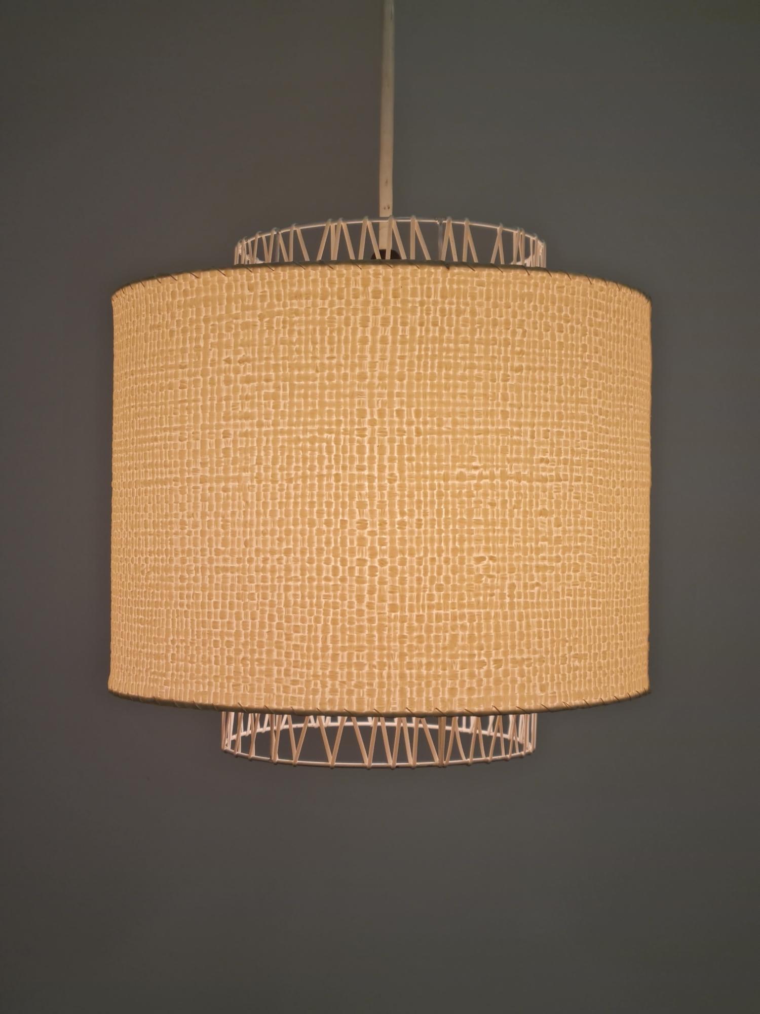Finnish Mid-Century Modern Ceiling Pendant in Metal, Plastic, and Paper, 1950s For Sale 4
