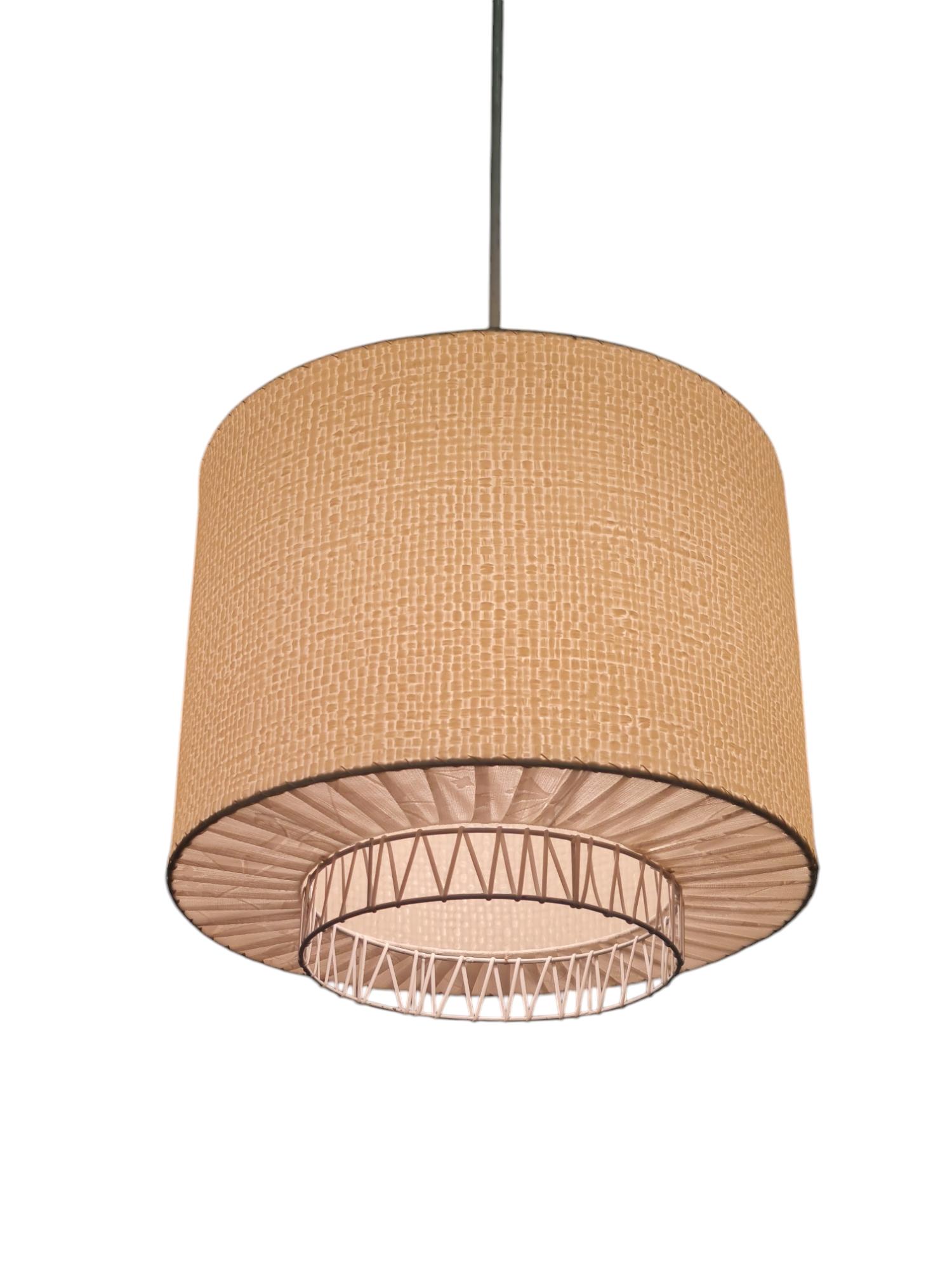 Finnish Mid-Century Modern Ceiling Pendant in Metal, Plastic, and Paper, 1950s For Sale 5