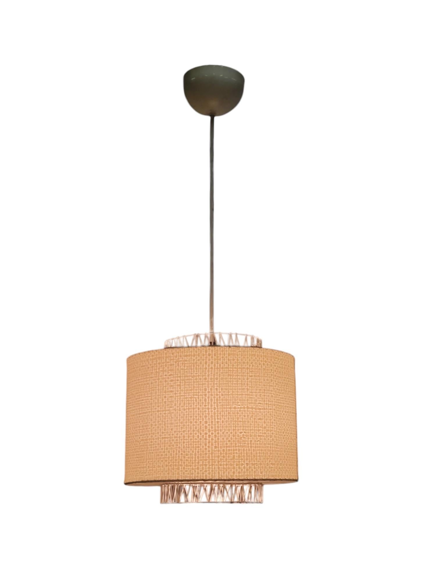 Finnish Mid-Century Modern Ceiling Pendant in Metal, Plastic, and Paper, 1950s In Good Condition For Sale In Helsinki, FI