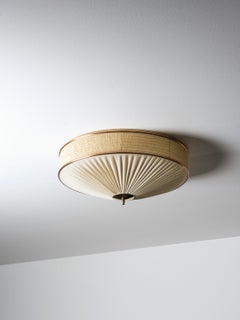 Finnische Einbaubeleuchtung aus Messing und synthetischem Textil aus der Mitte des Jahrhunderts, 1950er Jahre