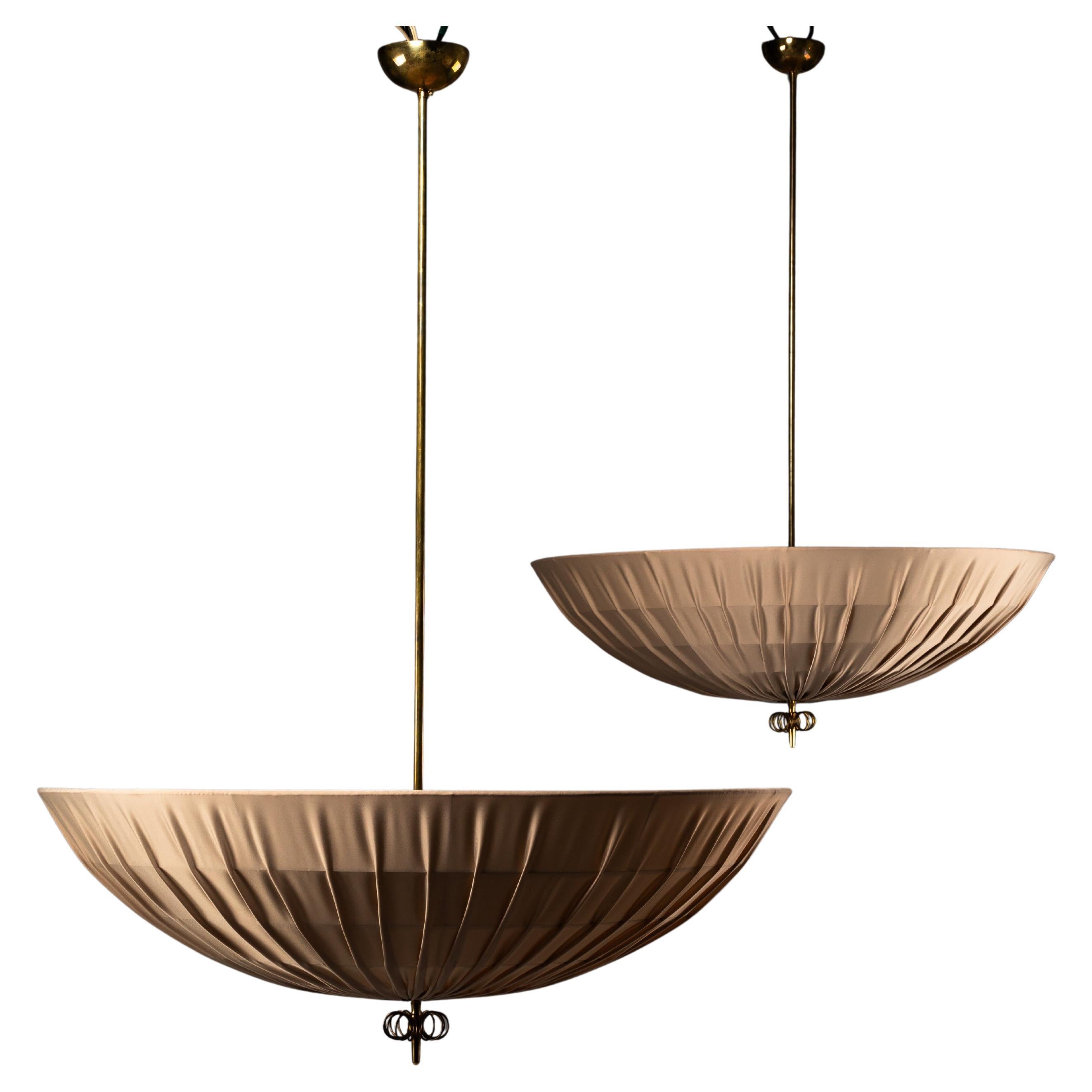 Finnish mid-century modern large 80 cm brass ceiling lamps