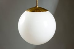 Finnish Mid-Century Modern Large Brass Sphere Light with Opaline Glass