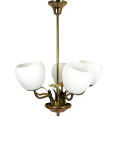 Finnish Mid-Century Modern Table Lamp by Valinte Oy, Brass and Opaline Glass, 19