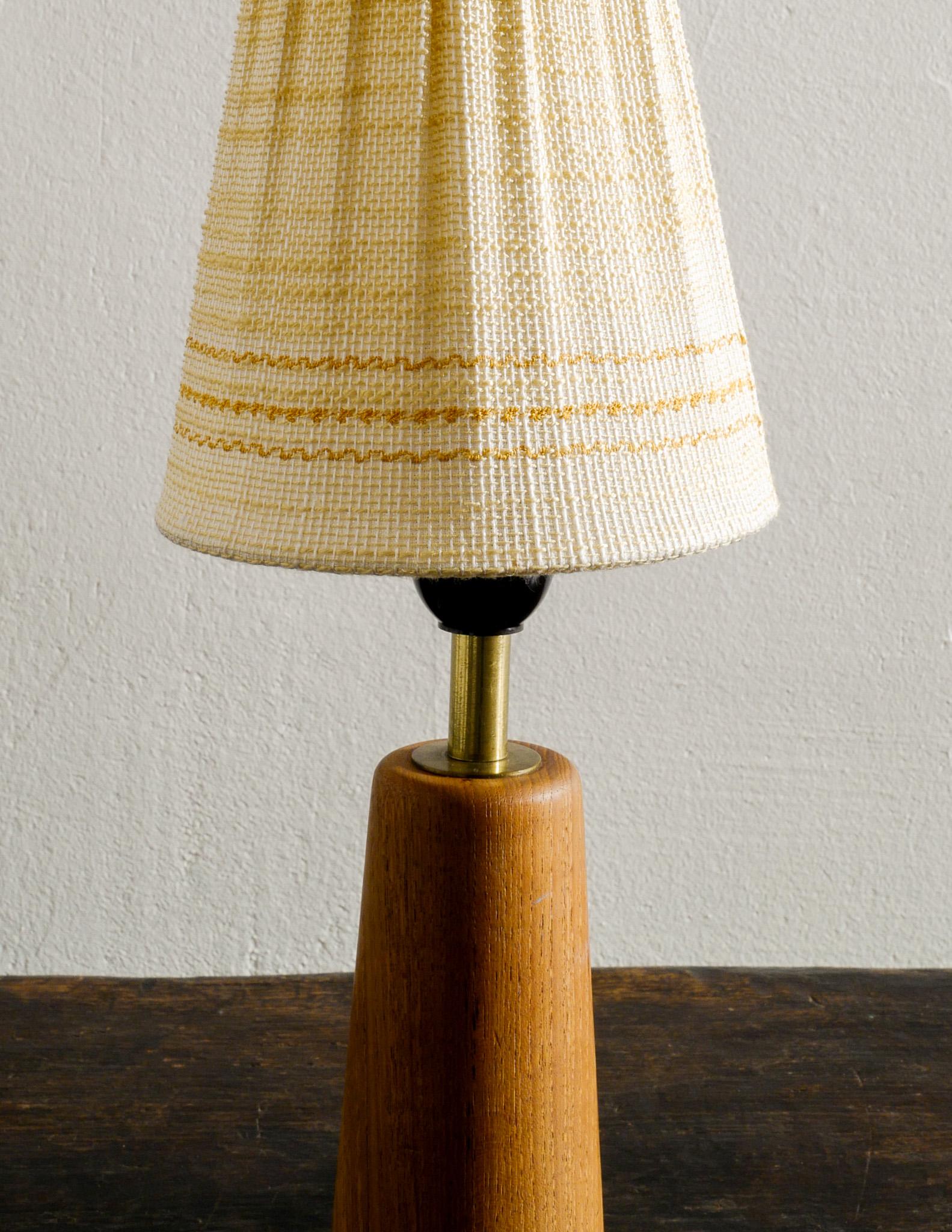 Scandinavian Modern Finnish Mid Century Wooden Teak Table Lamp in Style Lisa Papé Johansson, 1970s For Sale